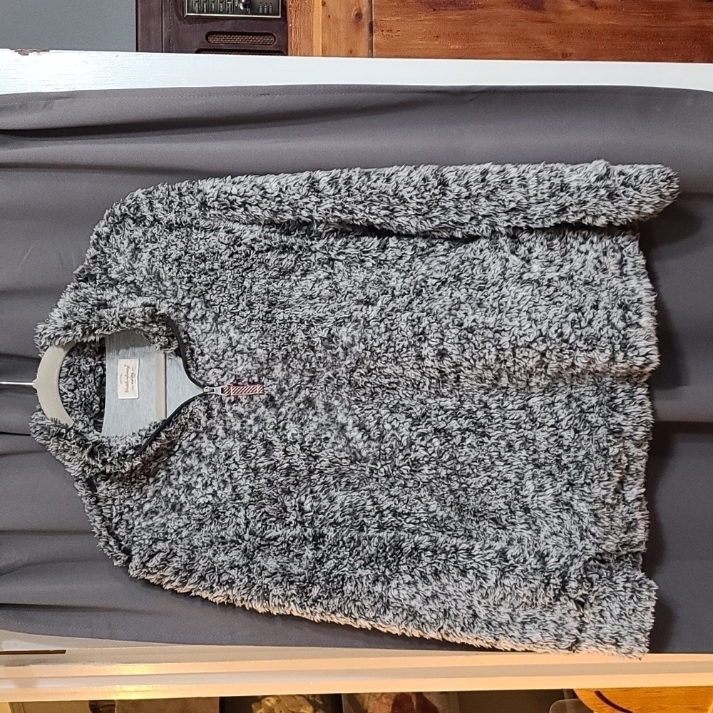 Original Weatherproof Vintage  Faux Fur Jacket Gray/Blk/White Pockets Sz‎ M EUC